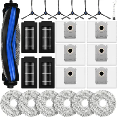 Produktbild von 24 Stück Zubehör für Ecovacs Deebot T50 Pro Omni Gen2 / T50 PRO Omni / T50 Omni Saugroboter, Ersatzteile mit 1 Hauptbürste, 6 Wischtücher, 6 Staubbeutel, 4 Filter, 6 Seitenbürsten, 1 Reinigungsbürste