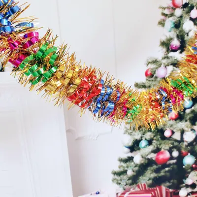 Weihnachtsgirlanden, 5 Stück, 8 cm x 2 m, bunt, Kunststoff