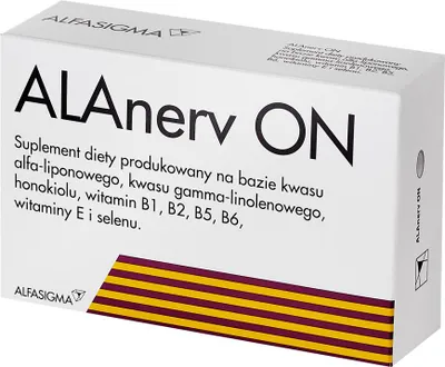 A product box for ALAnerv ON, a dietary supplement.