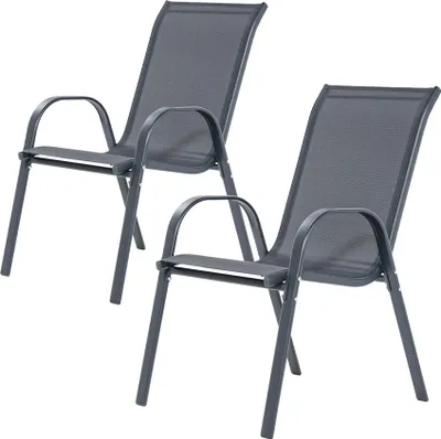Immagine prodotto di MEVEN FLORYDA | Set da 2 sedie da giardino impilabili | Sedia da balcone in Textilene grigio