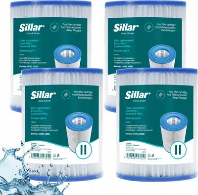 Produktbild von Sillar 4 Stück Bestway Ersatz-Poolfilter – 58094 Typ II Pumpenpatrone 58386