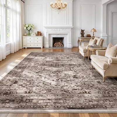 Produktbild von Waschbarer Teppich mit Vintage-Design, rutschfest, 140 x 200 cm