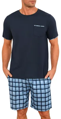 Produktbild von Pyjama für Herren, Baumwolle – Kurzer Pyjama-Set – Sommerpyjama – Kurze Hose – Hautfreundliches Material – Elegantes Aussehen – Schlafanzug