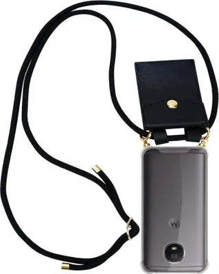 Produktbild von Cadorabo Hülle für Motorola MOTO G5S Schutzhülle in Schwarz Handy Kette Silikon Kordel abnehmbares Etui