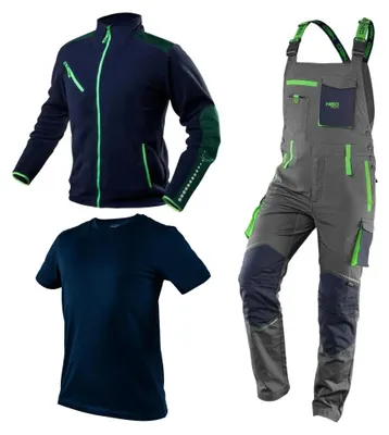 Produktbild von NEO TOOLS Latzhose PREMIUM Arbeitskleidung Set (3-tlg.), Latzhose & Fleecejacke, Cordura & Ripstop Verstärkt