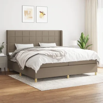 Produktbild von CLORIS Boxspringbett Polsterbett mit Matratze Taupe 200x200 cm Stoff, 94,33 kg