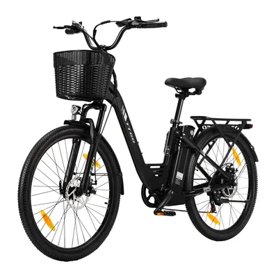 Produktbild von TTGO C2 Pro Pedelec für Erwachsene mit vorderem Fahrradkorb, 250W Motor, 36V 18Ah Akku, 26 Zoll Reifen, Elektrofahrrad für Stadtpendeln