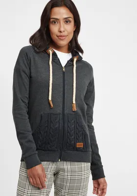 Produktbild von OXMO OXMatilda Damen Sweatjacke Kapuzenjacke Hoodie mit Kapuze Kängurutasche Baumwollmischung Regular fit