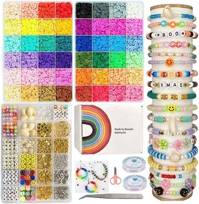 Produktbild von Ketten und Armbänder, 6 mm, Heißenkralenset, Selbstfertigen mit Glaskralen und Buchstabenkralen, ideal für Geschenke, Feiern und besondere Anlässe