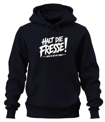 Produktbild von Halt Die Fresse Wenn Du Mit Mir Statement Sarkasmus Humor Hoodie Kapuzenpullover, Navy, 3XL