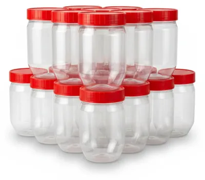 12er-Set runde 300-ml-Plastikdosen mit rotem Deckel, luftdicht