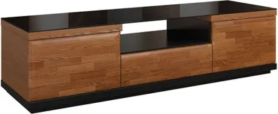 Produktbild von TV-Unterschrank teilmassiv Farbe: Walnuss / Schwarz 42x161x51 cm