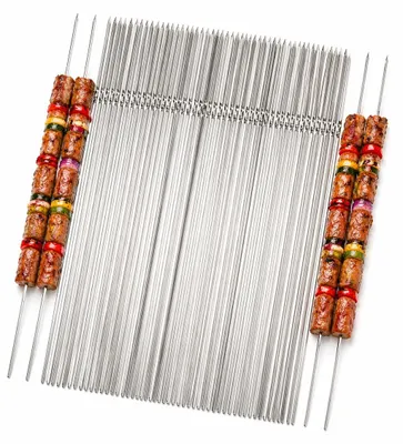 Produktbild von BAYLI 40 x Edelstahl Grillspieße | kleine Schaschlikspieße | 33cm Schampura Rostfrei | Fleischspieße für Lagerfeuer | Schaschlikgrill | BBQ Grillen | Kebab Grillzubehör für Mangal