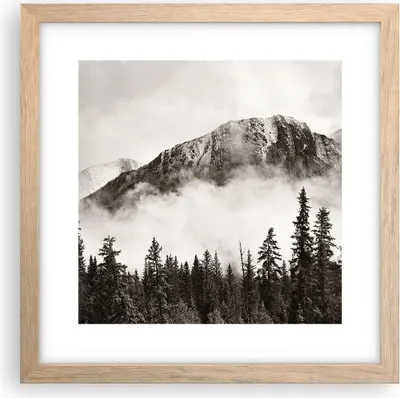 Produktbild von Gerahmtes Poster - Rahmen in heller Eiche - Nebel Berg Wald - 30x30 cm - Wand Bild - Wanddeko - Wandbilder - Kunstposter - Wandposter - Bilderrahmen - Bilder - Kunstdruck - P2NAC30x30-4936