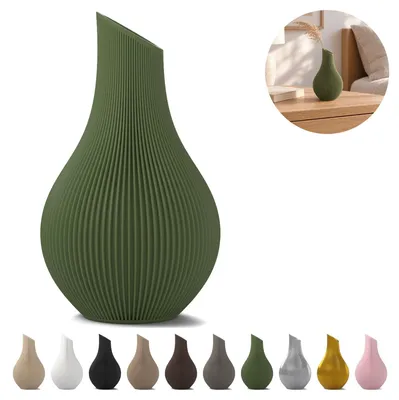 Image de Vase décoratif Shizu, 12,4 cm, PLA pour fleurs séchées – Vert olive