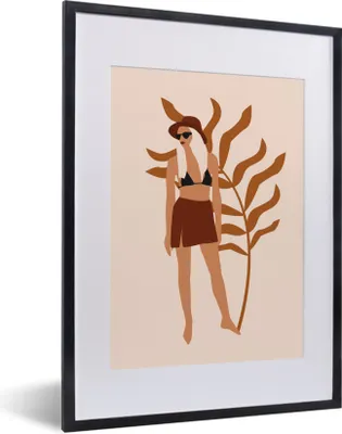 Produktbild von MuchoWow® Gerahmtes Poster Sommer - Frau - Laub 30x40 cm - Poster mit Schwarzem Bilderrahmen Wandposter Rahmen Foto Bilder - Wandposter Schlafzimmer