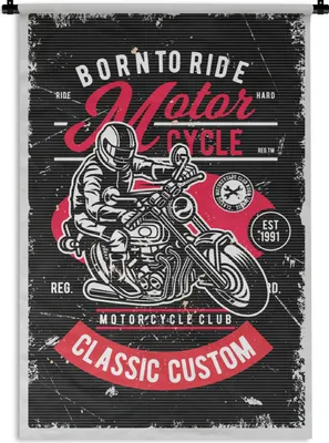 Produktbild von MuchoWow® Wandteppich Wandbehang Mancave - Motorrad - Vintage - Zitate 60x90 cm Tapisserie Dekoration Wandtuch - Foto-Teppich - Abwaschbar