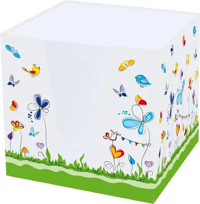 Produktbild von Notizklotz Schmetterlinge 70 g/qm 92x92x92mm weiß 900 Blatt Packung mit 6 Stück
