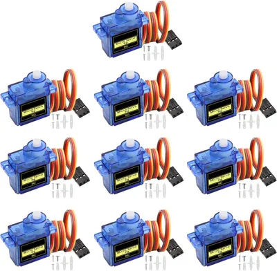 Immagine prodotto di 10x Micro Servo 9g per elicottero RC, aereo, barca, robot - Controllo preciso - Compatibile con Arduino, Raspberry Pi - Blu, plastica