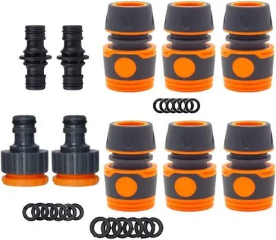 Produktbild von Schlauchverbinder-Set für Gartenschläuche - 10 Stück - mit Schnellkupplung - Gartenschlauch-Zubehör - einfache Schlauchanbindung - 1/2 Zoll