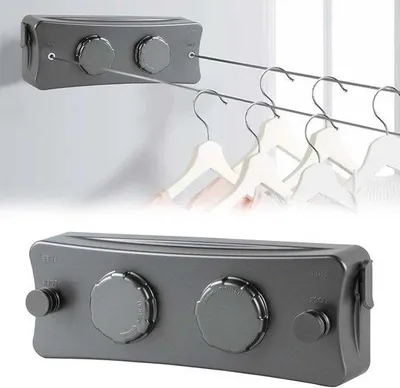 Produktbild von Famanu Wäscheleine ausziehbar - 2 x 5,1 m - grau - Edelstahl