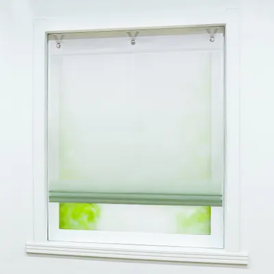 Produktbild von Joyswahl Raffrollo ohne Bohren mit Hakenaufhängung Raffgardine Bändchenrollo Voile Gardinen mit Farbverlauf Grün HxB 130x100cm