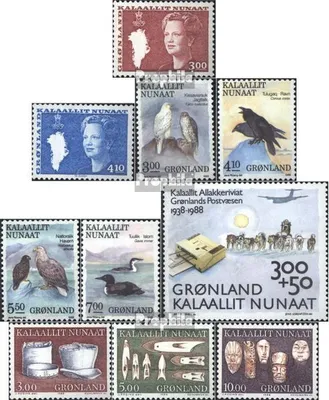 Produktbild von Briefmarken Dänemark - Grönland 1988 Mi 179-188 (kompl.Ausg.) Jahrgang 1988 komplett postfrisch Margarethe