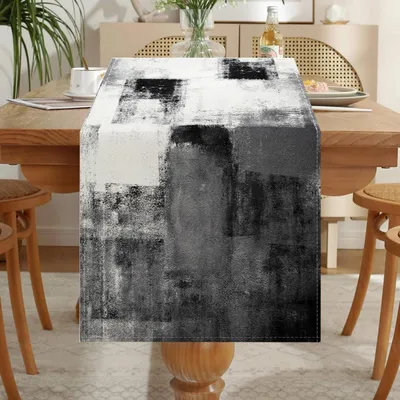 Obrázok produktu pre Běžec na stôl, vzhľad ľanu, sivý, vodeodolný, 40x140 cm