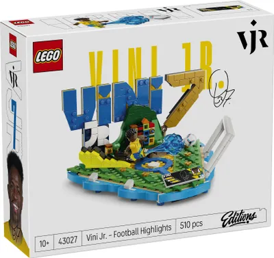 Produktbild von LEGO Editions Vini Jr. – Fußball-Highlights Spielzeug - 3D Modellbau mit Minifigur zum Sammeln - Kinderzimmer Deko - Geschenk für Jungen, Mädchen ab 10 Jahren und erwachsene Sportfans - 43027