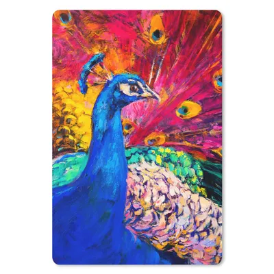 Produktbild von MuchoWow® Mauspad Mousepad Gemälde - Vogel - Pfau - Ölgemälde 18x27 cm - Mousepads - Maus Mat - Pad - Mausunterlage