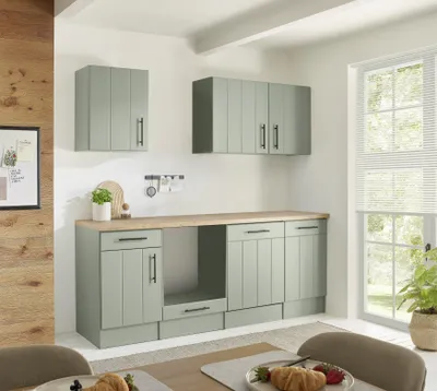 Produktbild von Küche Einbauküche Küchenzeile Landhaus Leerblock Grün Anton 220 cm Respekta
