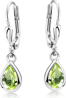 Produktbild von MATERIA Peridot Ohrringe grün Tropfen mit Brisuren - Ohrhänger Damen Silber 925 Schmuck rhodiniert SO-448-Grün