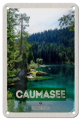 Produktbild von Blechschild Reise 12x18cm Caumasee Schweiz Berge Wälder Natur Schild