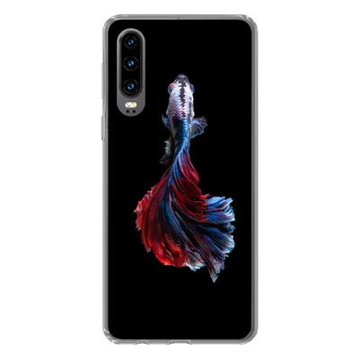 Produktbild von MuchoWow® Handyhülle Schutzhülle Hülle für Huawei P30 Fisch - Schwanz - Schwarz Silikon Softcase Handy Hülle - Kartenbesitzer