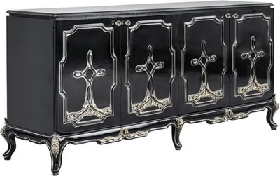 Produktbild von Casa Padrino Luxus Barock Sideboard Schwarz / Gold - Handgefertigter Massivholz Schrank mit 4 Türen - Barock Möbel - Edel & Prunkvoll
