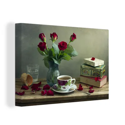 Obrázok produktu pre OneMillionCanvasses® - Maľba na plátne - Obraz na plátne Nástenná maľba na plátne - Zátišie - ruže - dekorácie - 150x100cm - Fotografia na plátne -
