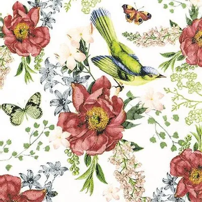 Obrázek produktu pro Ubrousky 33 x 33 cm – Ptáčci a růže