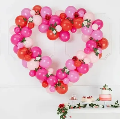 Produktbild von Ballongirlande mit Gestell Herz rosa 160cm (Party - Luftballons)