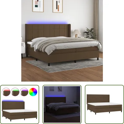 Produktbild von The Living Store Boxspringbett mit Matratze & LED Dunkelbraun 200x200 cm Stoff