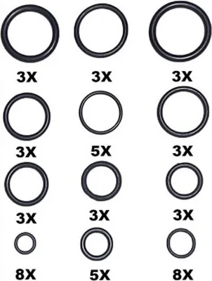 Produktbild von Easy Work Gummi-O-Ringesatz, 12 Sorten, von 3 x 1,5 bis 22 x 3,5 mm, schwarz, 50-teilig (1 Set)