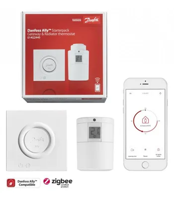 Produktbild von Danfoss Ally, Weiß, 2400 MHz, 0 - 30 m, IP20, -10 - 55 °C, CE, Zigbee, IEEE