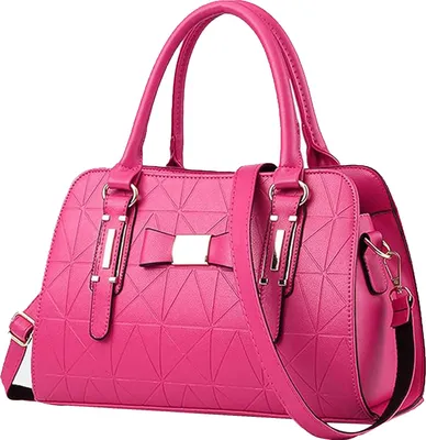 Produktbild von OKWISH Handtaschen, Damen Handtasche mit Schleife, Große Kapazität Schultertasche, Modische Prägung, Tote Bag, Kunstleder, Alltag, Büro & Shopping, Große Tasche, Rosa