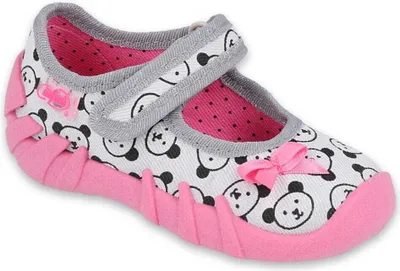 Produktbild von Mädchen Hausschuhe Ballerinas Befado Speedy 109P220 graurosa mit Teddybären