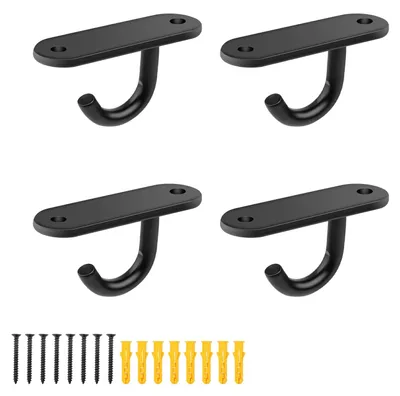 4 Deckenhaken aus Edelstahl, 6 cm, mit 8 Schrauben, schwarz