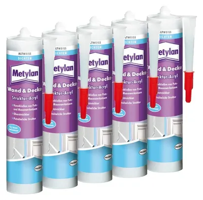 Produktbild von Metylan Wand & Decke Struktur-Acryl Fugen Dichtmasse 5x300 ml Dichtstoff