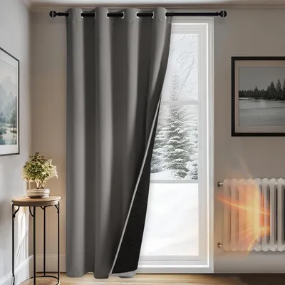 Obrázok produktu pre Termoizolačné zatemňovacie záclony – dvojvrstvové, sivé, 140 x 260 cm