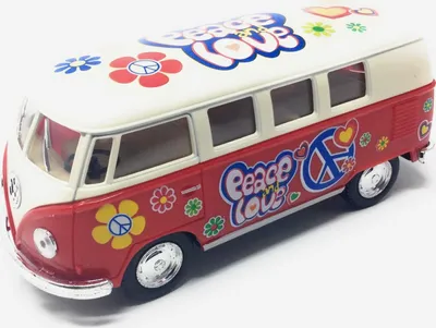Produktbild von Bus T1 Peace and Love rot / beige Modellauto Rückziehmotor
