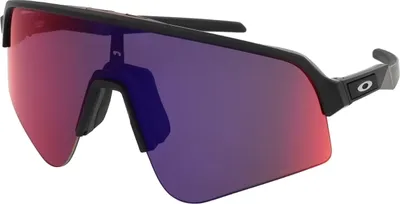 A pair of Oakley Sutro Lite Sweep sunglasses with a black frame and mirrored lenses.
