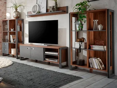 Produktbild von Wohnwand "Auburn" Eiche grau Schrankwand 4-teilig 356 x 170 cm