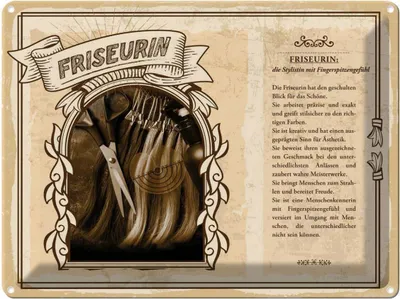 Produktbild von vianmo Blechschild 30x40 cm Friseurin Stylistin Blick Schöne Beruf Arbeit